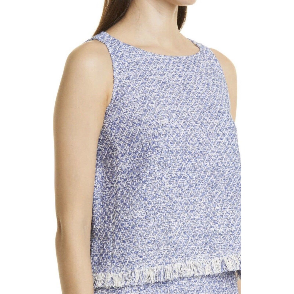 M.M.LaFleur Blouse Tank Top Flaka Boucle Lapis White Sleeveless $165 XL